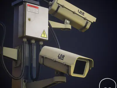 CCTV Street Pole - Game Ready - PBR Textured - Lowpoly Free low-poly 3D model