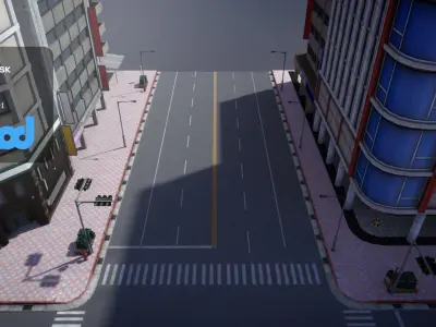 TW Street with T Intersection 01 3D model