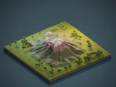 Mount Fuji Low-poly 3D model