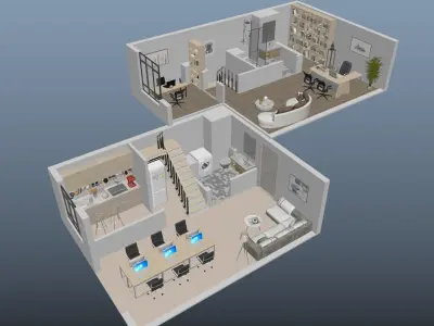 duplex Office apartment floorplan 2 3D model