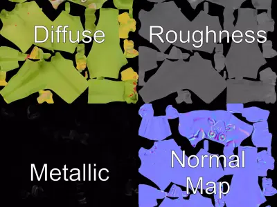 Green Alien Character Model Pack with Expressive Design Low-poly 3D model