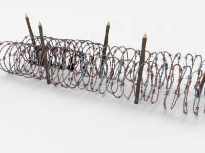 Low Poly Barb Wire Obstacle Low-poly 3D model