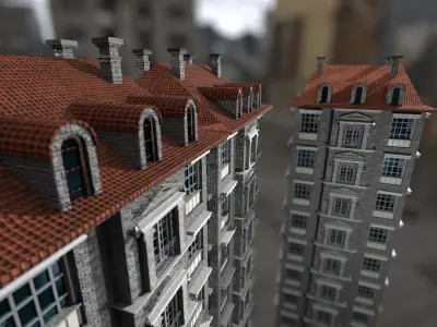 Apartment Building 3D model Low-poly 3D model