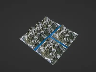 Mountain with snow Low-poly 3D model