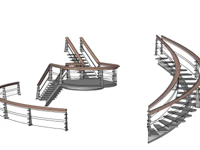 Metal-Wood Stairs 2 3D model