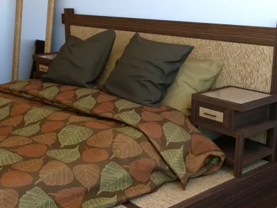 Bedroom Furniture  PBR Low Poly Low-poly 3D model