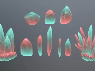 Crystal Set stone Low-poly 3D model purchase