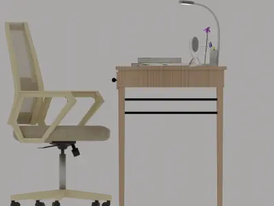 Modern Office Desk And Chair Set Low-poly 3D model