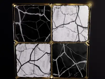 Marble tiles in gold frame Texture