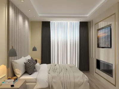 bedroom with walls and furniture 3D model buy