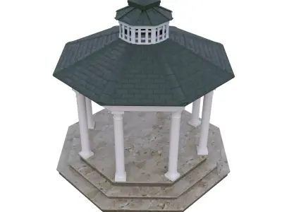 Octagonal Gazebo Pavilion 4K PBR Low Poly 3D Model Low-poly 3D model
