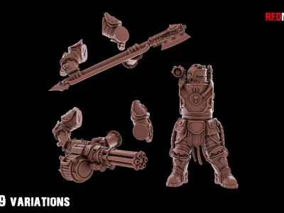 Solar Guard - Squad with Power Axes and Rotor Cannons 3D print model