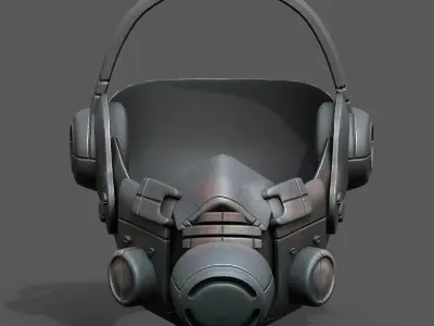 Gas mask helmet respirator plastic scifi military  Low-poly 3D model