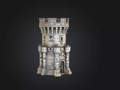 Stone Fortress Tower Low-poly 3D model