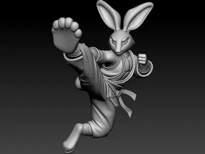 KungFu Rabbit HipHop Pendant Street Fighter Rapper Jewelry 3D print model