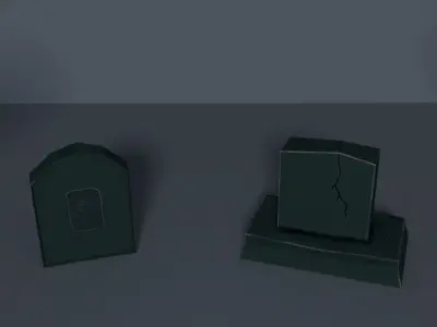 Tombstone game ready set of gravestones Low-poly 3D model