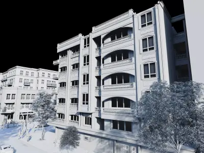 Classic stone facade-Building Classic Facade Element 3D model 7
