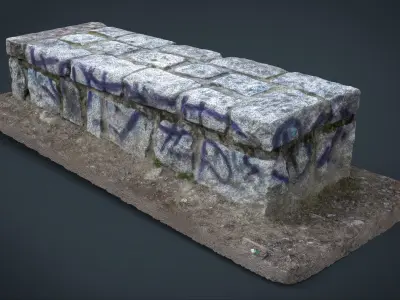 Stone Bench 1 Low-poly 3D model