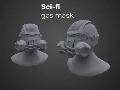Sci-fi Gas mask - PBR - Lowpoly - Low-poly 3D model