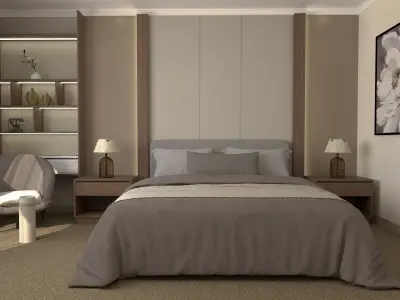 Modern Bedroom Scene 3D model 3D model