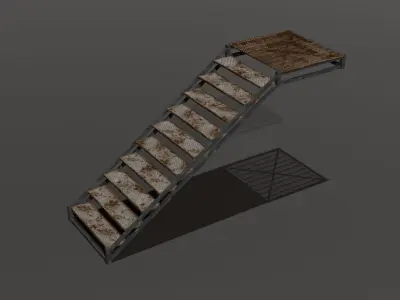 Modular Industrial Steel Catwalks and Staircases Low-poly 3D model