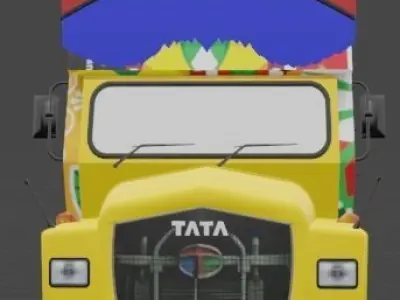 TATA 1613 kerala and tamilnadu style lorry truck with interior 3D model