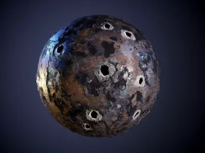Metal Rusted Bullet Holes Seamless PBR Texture Texture
