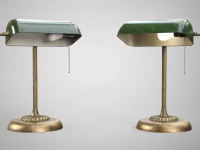 Vintage Banker Lamp - Retro Office Lamp AAA Game Ready Low-poly 3D model