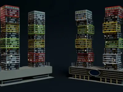 Lusail Marina Twin Tower 3D model