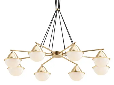 chartres chandelier with nine lights in brass and glass 3D model