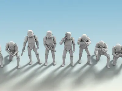 8 Figure Stormtrooper Printable Set-01 3D model