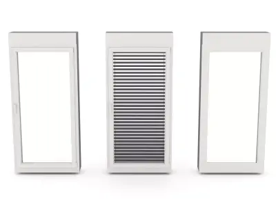 Window - french window with blinds down - Full wall section 3D model