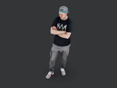 Casual Guy in a Colorful Cap 3D model