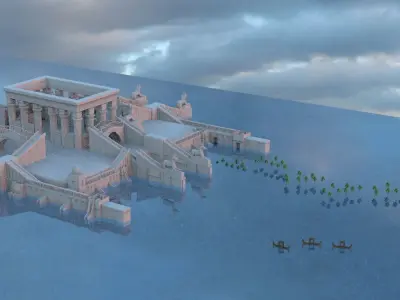 Egyptian Temple on River nile 3D model