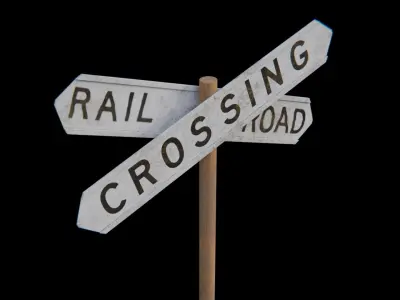Railway-Crossing Roadsign Low-poly 3D model