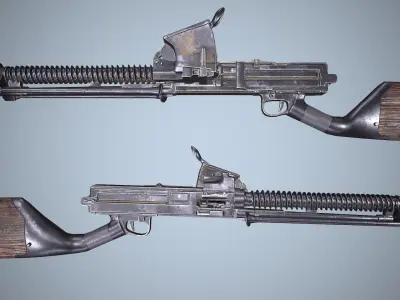 Type 11 Japanese light machine gun Low-poly 3D model
