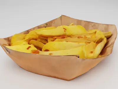 Potato dip dipping fried fry sauce with greens 3D model
