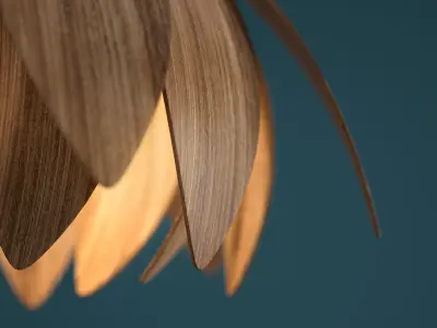 Flower-shaped wooden hanging lamp 3D model