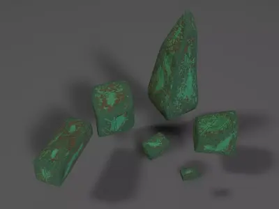 runned mossy stones Low-poly 3D model