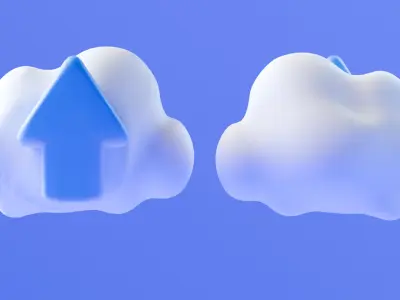 Marketing Icons - Cloud Upload Low-poly 3D model