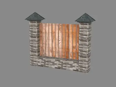 wooden fence Low-poly 3D model
