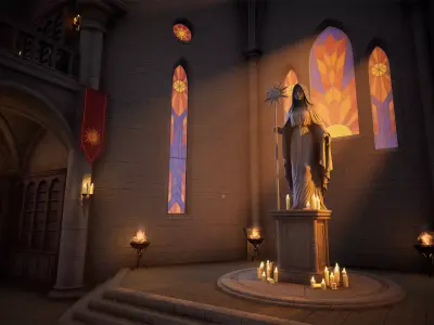 Modular Monastery Low-poly 3D model