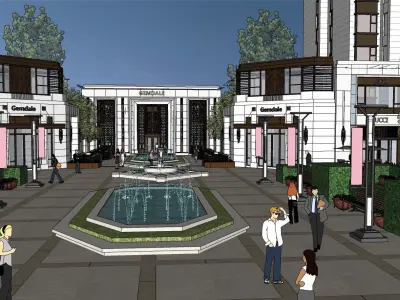 neoclassical minimal design apartment along shopping mall 3D model