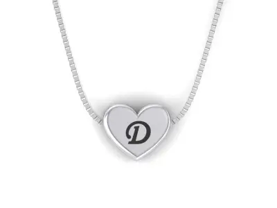Pendant initial heart D 3D print model