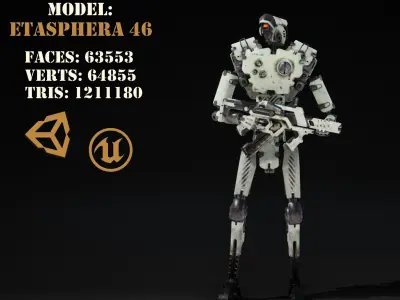 Etasphera46 star wars robot holding light Low-poly 3D model
