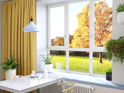 Yellow room in the interior 3D model