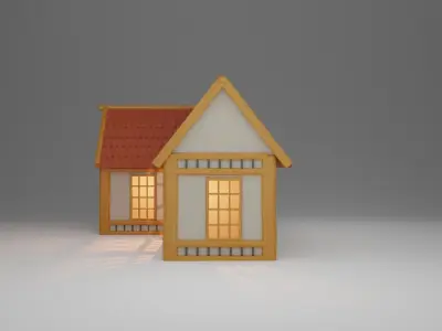 Medieval L type cottage 3D print model
