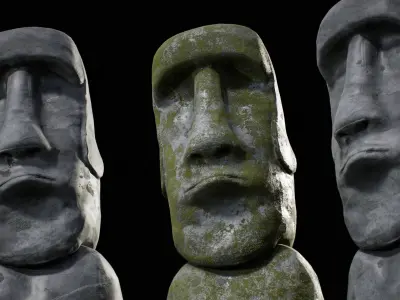 Moai Statue Easter Island PBR 4k Game Ready Low-poly 3D model