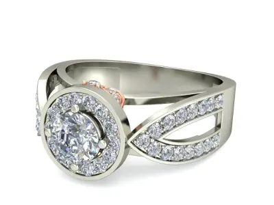 Light Weight White Gold Diamond Ring  -VJR42 3D print model