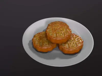 Plate with Traditional Mooncakes